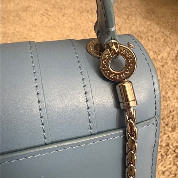 Bvlgari Bulgari Serpenti Forever Top Handle Blue Silver Hardware Snake Head - Picture 8 of 14